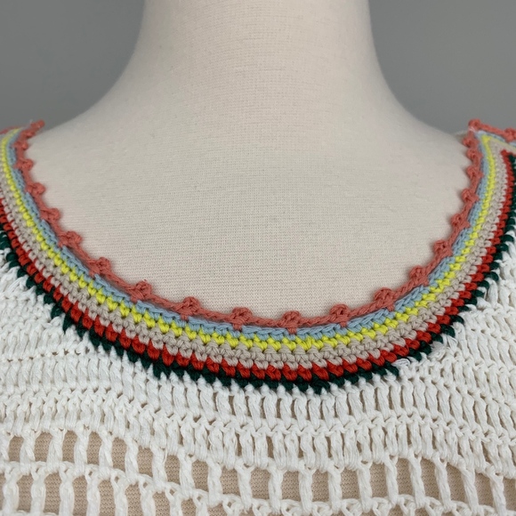 LC LAUREN CONRAD Tank Top Blouse Sleeveless Crochet Bohol Off-White Large - Picture 5 of 7